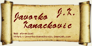 Javorko Kanačković vizit kartica